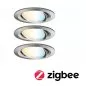 Preview: Paulmann 92962 LED Einbauleuchte Smart Home Zigbee 3.0 Nova Plus Coin Basisset schwenkbar rund 84mm 50° 3x6W 3x470lm 230V dimmbar Tunable White Eisen gebürstet