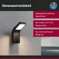 Preview: Paulmann 94744 LED Außenwandleuchte Kulma seewasserresistent IP44 90x174mm 3000K 7,5W 520lm 230V Anthrazit Alu
