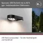 Preview: Paulmann 94866 LED Außenwandleuchte Silma Bewegungsmelder Zweifacher Lichtaustritt IP44 280x176mm 3000K 2x5,5 / 2x0,7W 2x600lm 230V Anthrazit Aluminium