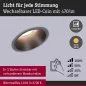 Preview: Paulmann 94871 LED Einbauleuchte 3-Step-Dim Cole Coin IP44 rund 88mm 6W 470lm 230V 2700K Schwarz
