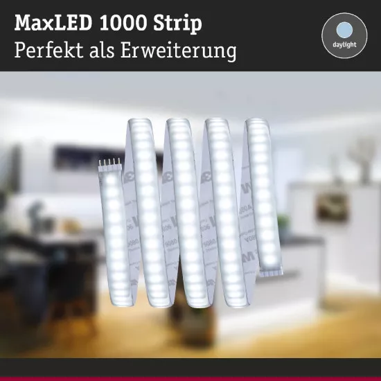 Paulmann 70675 MaxLED 1000 LED Strip Tageslichtweiß Einzelstripe 1m beschichtet IP44 12W 880lm/m 6500K