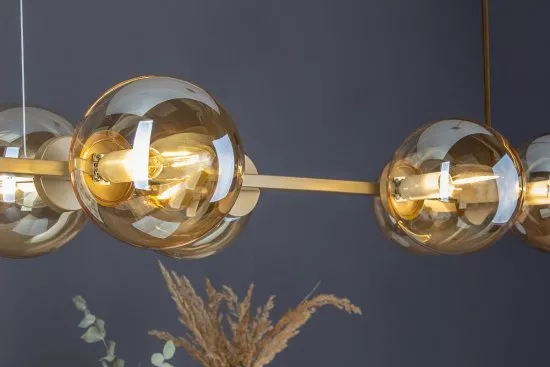 ECO-LIGHT Hängeleuchte Pluto 6xE14 Metall /Glas Gold / Amber