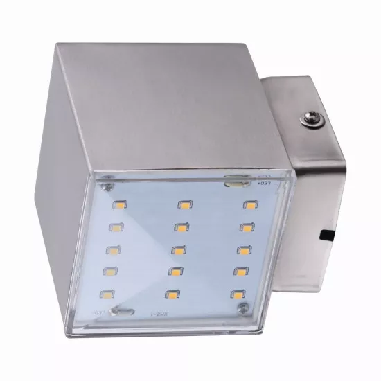 Heitronic LED Wandleuchte Kubus 1-flammig 4,5W 3000K Edelstahl