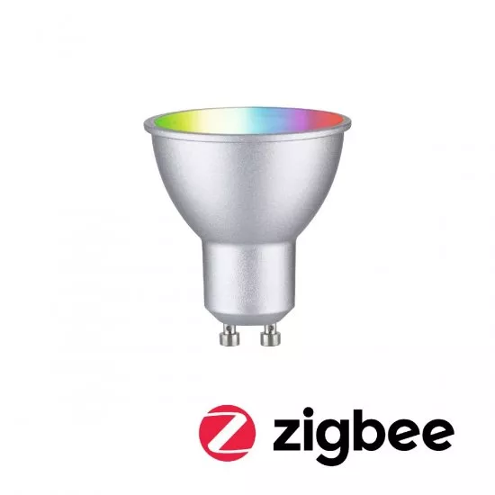 Paulmann 29149 Standard 230V Smart Home Zigbee 3.0 LED Reflektor GU10 350lm 4,8W RGBW+ dimmbar Chrom matt