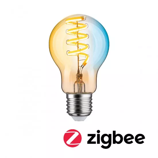 Paulmann 29155 Filament 230V Smart Home Zigbee 3.0 LED Birne E27 600lm 7,5W Tunable White dimmbar Gold