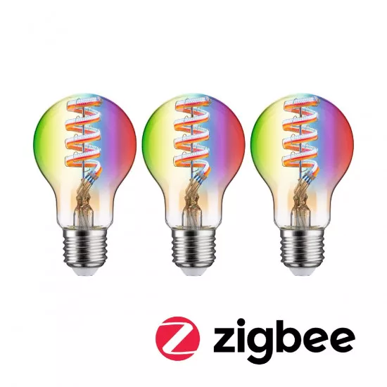 Paulmann 29163 Filament 230V Smart Home Zigbee 3.0 LED Birne E27 3x470lm 3x6,3W RGBW+ dimmbar Gold