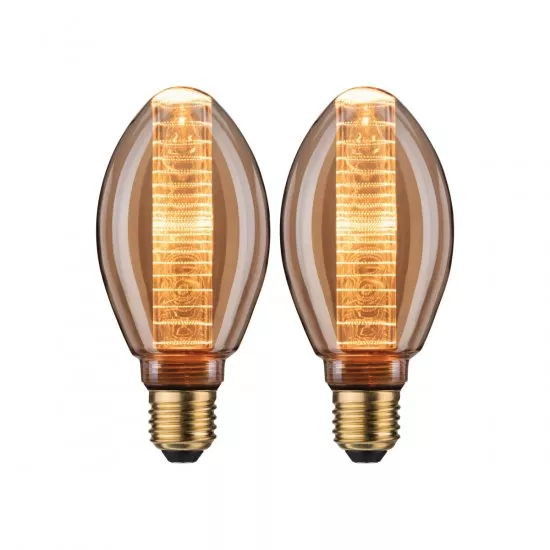 Paulmann 5073 Bundle 2x LED Vintage-Birne B75 Inner Glow 4W E27 Gold mit Innenkolben Ringmuster