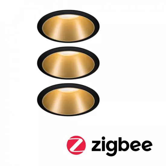 Paulmann 5146 Bundle LED Einbauleuchte 3xCole + ZigBee Coin dim 230V Schwarz/Gold