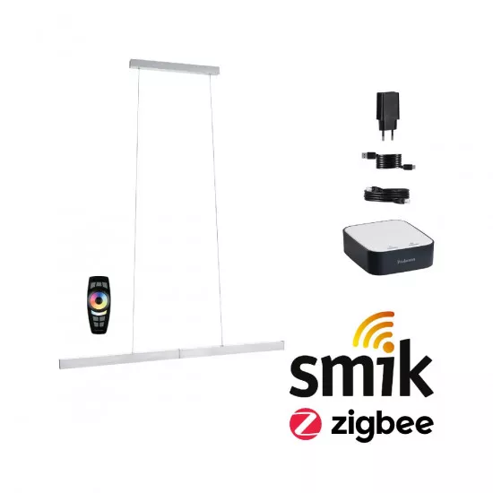 Paulmann 5169 Bundle Zigbee Smart Home smik Gateway mit Fernbedienung + LED Pendelleuchte Aptare