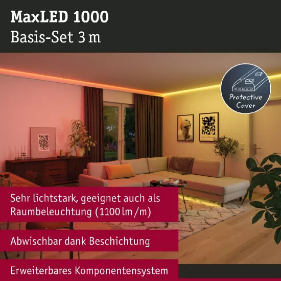 Paulmann 70529 MaxLED 1000 LED Strip RGBW Basisset 3m IP44 33W 1000lm/m 72LEDs/m RGBW 75VA