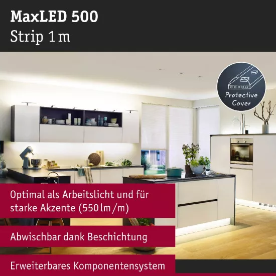 Paulmann 70663 MaxLED 500 LED Strip Warmweiß Einzelstripe 1m beschichtet IP44 6W 440lm/m 2700K