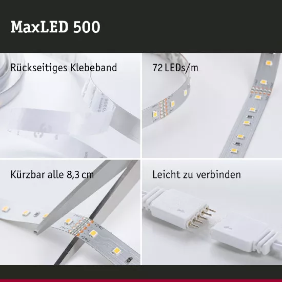 Paulmann 71043 MaxLED 500 LED Strip Tageslichtweiß 20m 72W 550lm/m 72LEDs/m 6500K