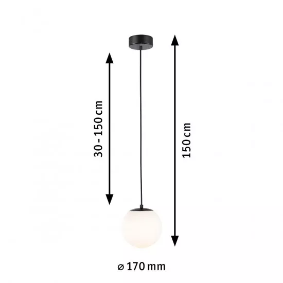 Paulmann 71073 Selection Bathroom LED Pendelleuchte Gove IP44 9W Schwarz matt/Satin