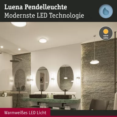 Paulmann 71080 Selection Bathroom LED Pendelleuchte Luena IP44 11,5W Glas/Chrom