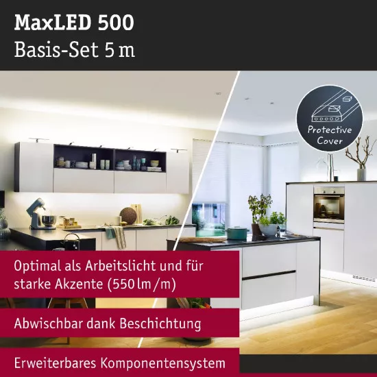 Paulmann 78873 MaxLED 500 LED Strip Smart Home Zigbee Tunable White beschichtet Basisset 5m IP44 26W 2750lm 60LEDs/m 50VA