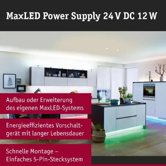 Paulmann 79835 Universal LED Power Supply Plug-In 12W 230/24V DC Transformator Schwarz Kunststoff
