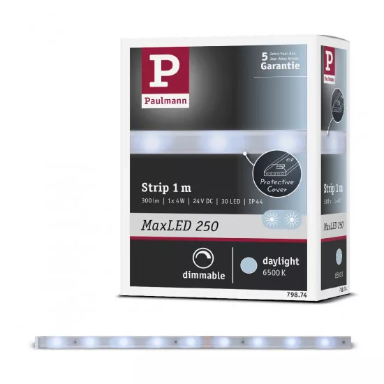 Paulmann 79874 MaxLED 250 LED Strip Tageslichtweiß Einzelstripe 1m beschichtet IP44 4W 240lm/m 6500K
