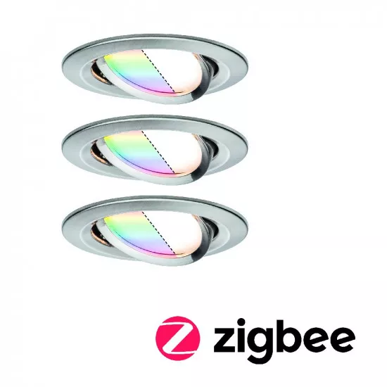 Paulmann 92965 SmartHome Zigbee LED Einbauleuchten-Set Nova Plus 3x2,5W Eisen gebürstet