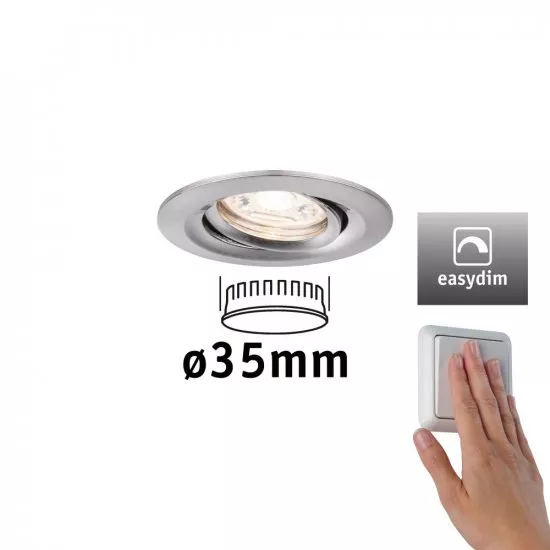 Paulmann 92972 LED Einbauleuchte Nova mini Plus EasyDim schwenkbar 1x4,2W 2700K Eisen gebürstet 230V