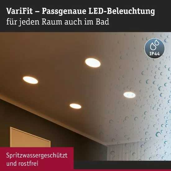Paulmann 92991 LED Einbaupanel Areo VariFit IP44 rund 175mm 13W Chrom matt WarmDim-Stepschaltung