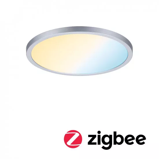 Paulmann 93046 Smart Home Zigbee LED Einbaupanel Areo VariFit IP44 rund 230mm 16W 3.000K Chrom matt Tunable White