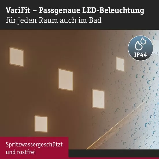 Paulmann 93053 LED Einbaupanel Areo VariFit IP44 3-Stufen-dimmbar 175x175mm 13W 3.000K Weiß