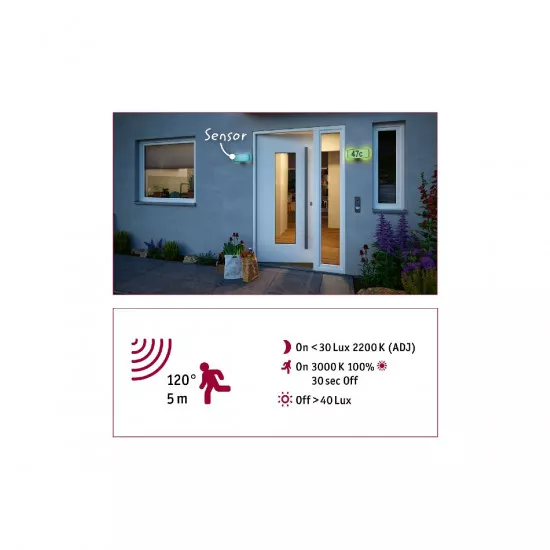 Paulmann 94508 LED Hausnummernleuchte Smart Home Zigbee Sheera Dämmerungssensor insektenfreundlich IP44 RGBW+ 6,5W 430lm Anthrazit