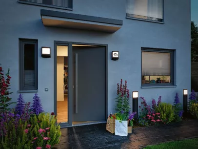 Paulmann 94513 LED Außenwandleuchte Smart Home Zigbee Padea Dämmerungssensor insektenfreundlich IP44 198x71mm RGBW+ 8,2W 550lm Anthrazit