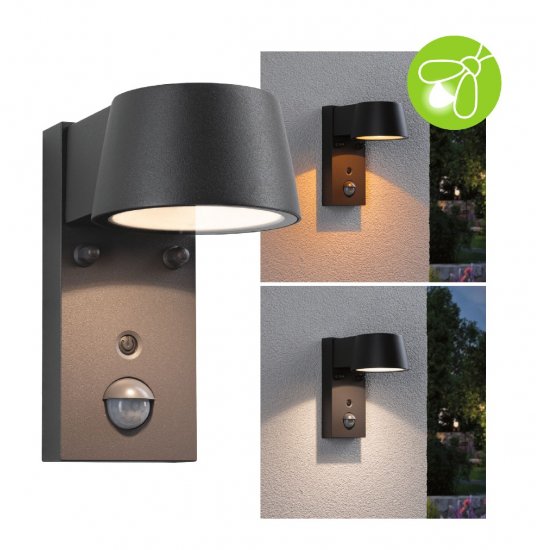 Paulmann 94714 LED Außenwandleuchte Smart Home Zigbee Capea Bewegungsmelder insektenfreundlich IP44 Tunable Warm 6W 450lm Schwarz