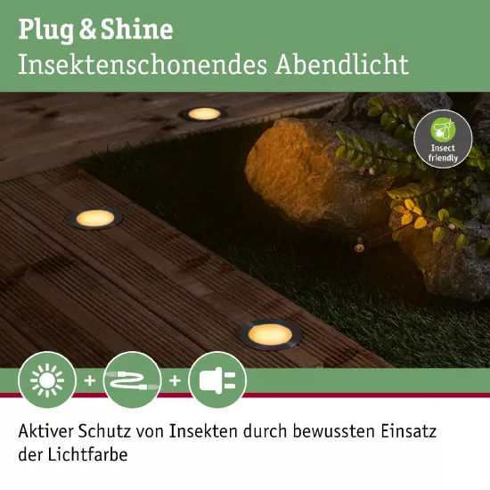 Paulmann 94722 Plug & Shine LED Bodeneinbauleuchte Floor Basisset IP67 2200K 3x2W 21VA Silber