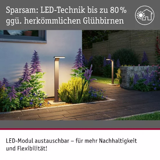 Paulmann 94829 LED Pollerleuchte Zenera insektenfreundlich IP44 670mm 2200 - 3000K 10W 700lm 230V Anthrazit Metall
