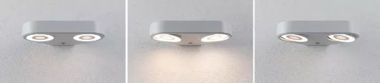Paulmann 94868 LED Außenwandleuchte Silma Bewegungsmelder Zweifacher Lichtaustritt IP44 280x176mm 3000K 2x5,5 / 2x0,7W 2x600lm 230V Weiß Aluminium