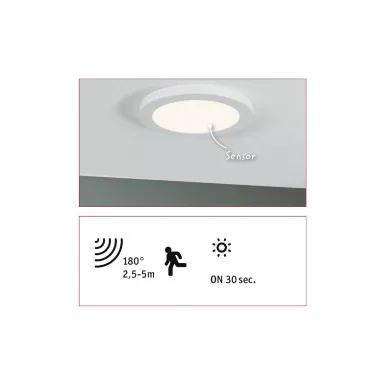 Paulmann 95391 LED Einbaupanel Cover-it mit Sensor rund 225mm, 16,5W 4000K Weiß matt