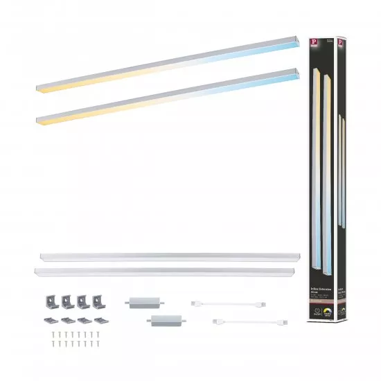 Paulmann 98621 LED Unterschrankleuchte Inline Erweiterungsset 2x6W 550x26mm 2x500lm Tunable White 24V Chrom matt