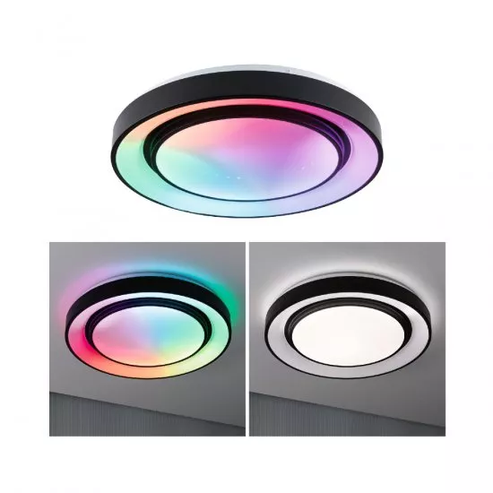 Paulmann 70545 LED Deckenleuchte Rainbow mit Regenbogeneffekt RGBW 4750lm 230V 38,5W Schwarz/Weiß