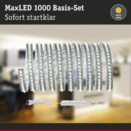 Paulmann 70588 MaxLED 1000 LED Strip Warmweiß Basisset 3m 35W 1100lm/m 2700K 60VA