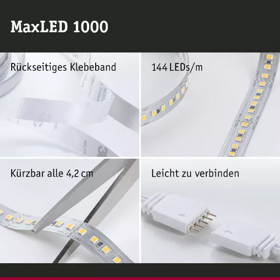 Paulmann 70585 MaxLED 1000 LED Strip Warmweiß Basisset 1,5m 18W 1100lm/m 2700K 36VA