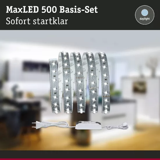 Paulmann 70578 MaxLED 500 LED Strip Tageslichtweiß Basisset 1,5m 9W 550lm/m 6500K 20VA