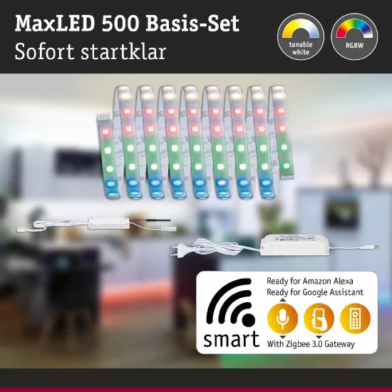 Paulmann 78884 MaxLED 500 LED Strip Smart Home Zigbee RGBW beschichtet 3m 27W 1200lm 120LEDs/m RGBW