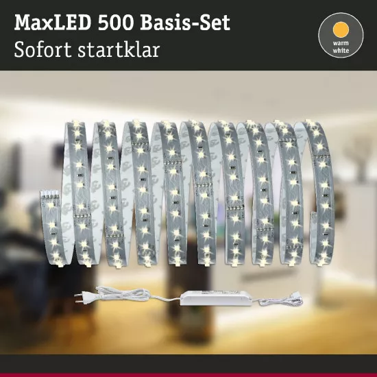 Paulmann 70579 MaxLED 500 LED Strip Warmweiß Basisset 3m 18W 550lm/m 2700K 36VA
