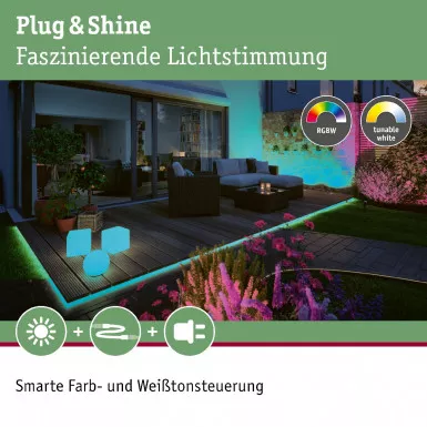 Paulmann 94561 Plug & Shine LED Stripe Smart Home Zigbee 3.0 Smooth Einzelstripe IP67 RGBW+ 22W Weiß