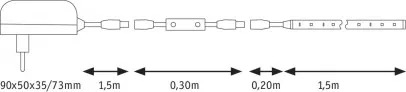 Paulmann 78958 SimpLED Power LED Strip Neutralweiß inkl. Dimm/Switch Basisset 1,5m beschichtet 17W 1650lm 4000K 24VA