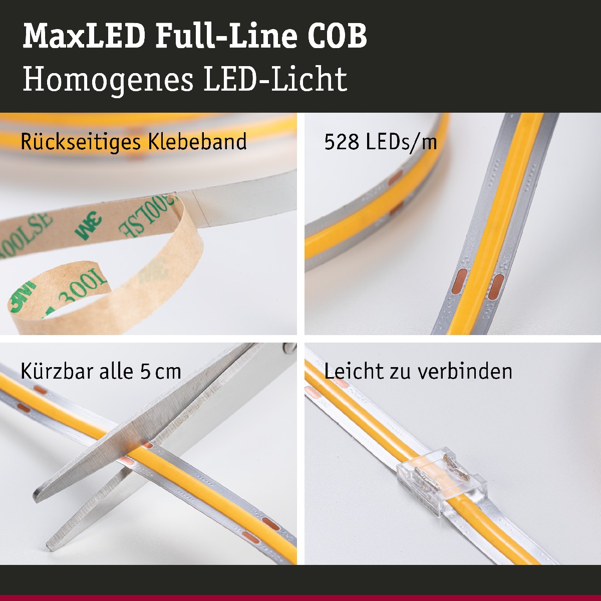 COB LED-Streifen ohne sichtbare Einzel-LEDs