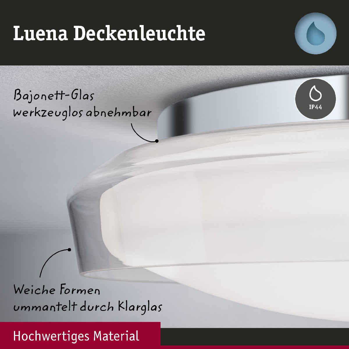 Selection Paulmann Luena IP44 Bathroom Deckenleuchte 71078 LED