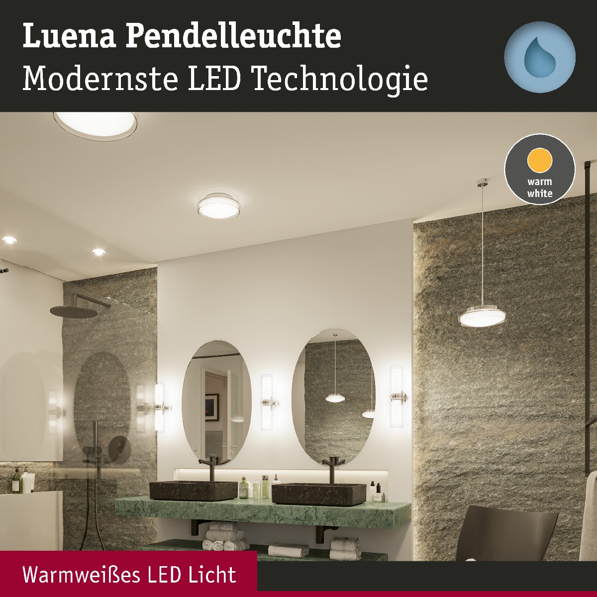 Paulmann 71080 Selection Bathroom LED Pendelleuchte Luena