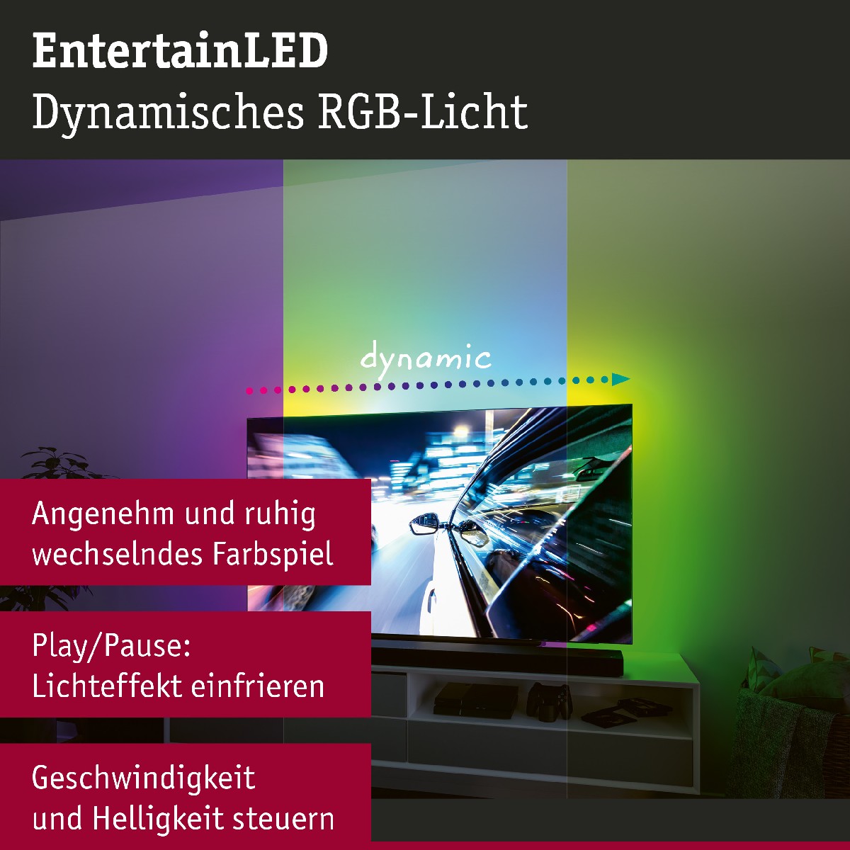 Paulmann 78881 EntertainLED USB LED Strip TV-Beleuchtung 65 Zoll
