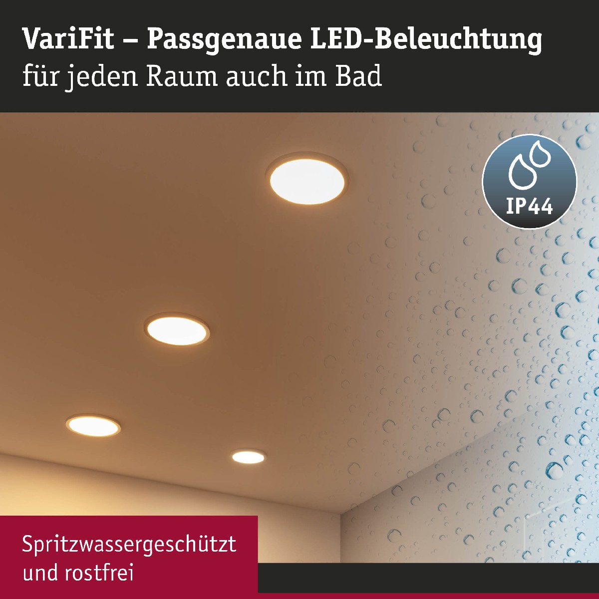 Paulmann 93049 LED Einbaupanel Areo VariFit IP44 3-Stufen-dimmbar