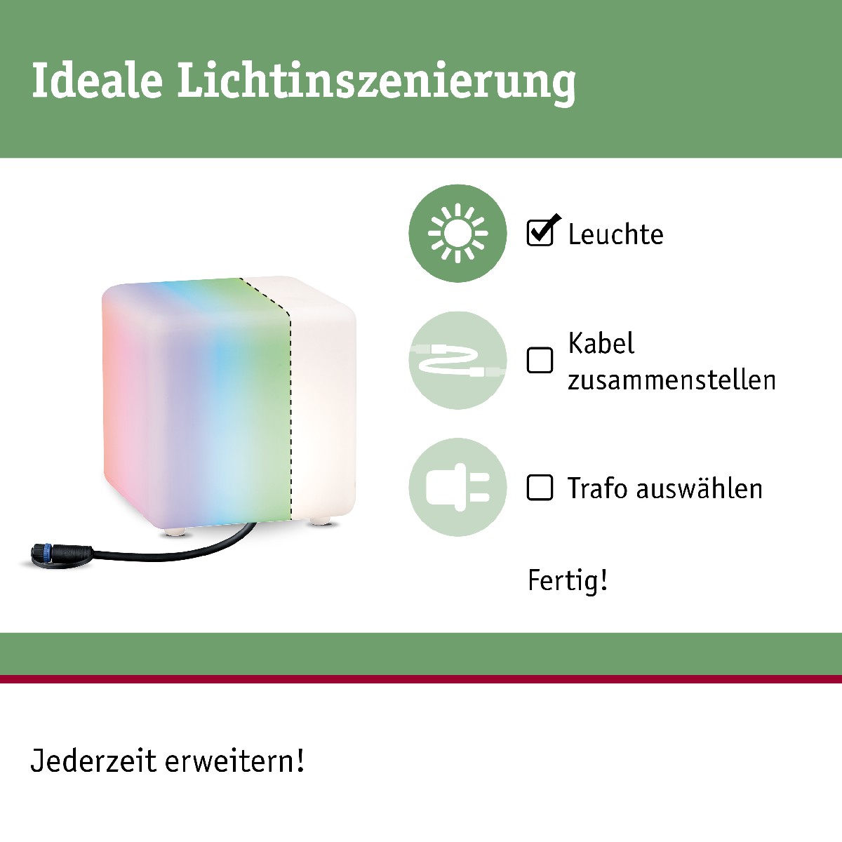 Paulmann 94268 Plug & Shine ZigBee RGBW Lichtobjekt Cube | LED-Würfel