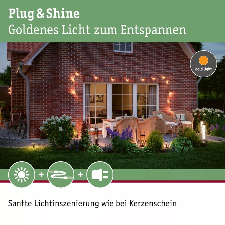 Paulmann 94318 Plug & Shine Laterne Classic IP44 2W 24V Anthrazit 40cm E14