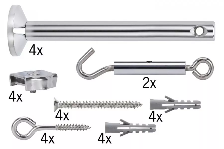 Paulmann 17834 Seil-Zubehör, Spann-Montage-Set, 4 Uml. 165mm Chrom
